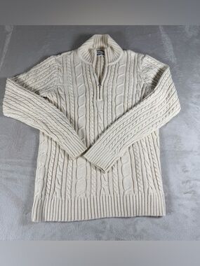 croft & barrow Cream Cable Knit Zip-Up Sweater